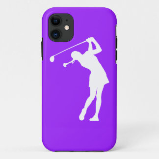 iPhone 5 Lady Golfer Silhouette White on Purple 11 Case