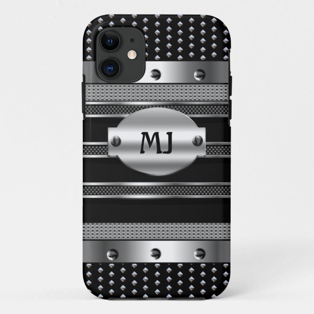 iPhone 5 Metal Studs look Chrome Mens Case-Mate iPhone Case (Back)