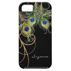 IPhone 5 Modern Peacock Feathers Gold Swirl Name