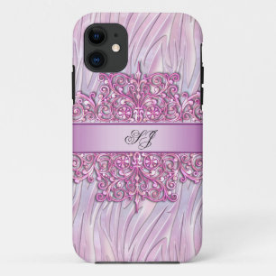 iPhone 5 or 4 Zebra Damask Pretty Pink iPhone 11 Case
