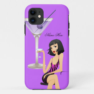 iPhone 5 Party Girl Zebra Martini Black Purple Case-Mate iPhone Case