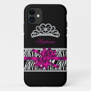 iPhone 5 Princess Silver Tiara Pink Zebra Case-Mate iPhone Case