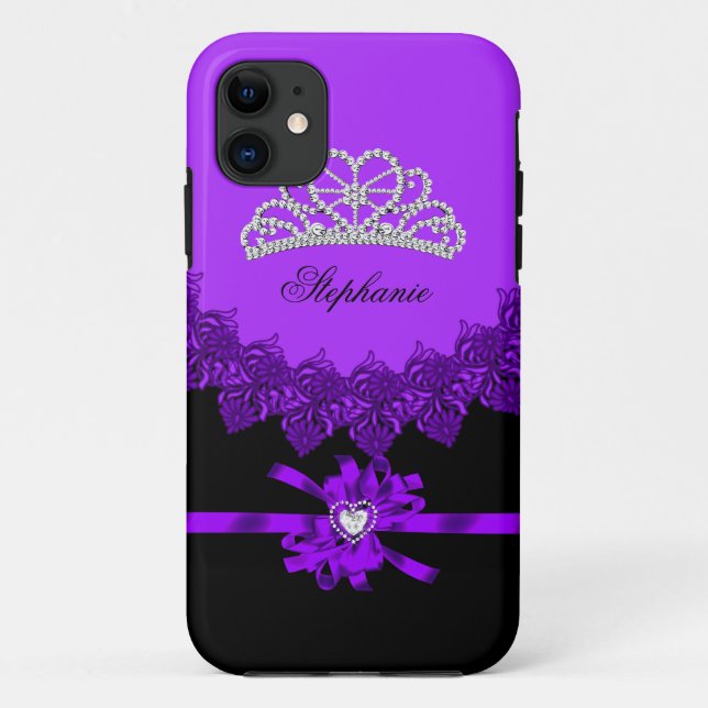 iPhone 5 Princess Silver Tiara Purple Bejeweled Case-Mate iPhone Case (Back)
