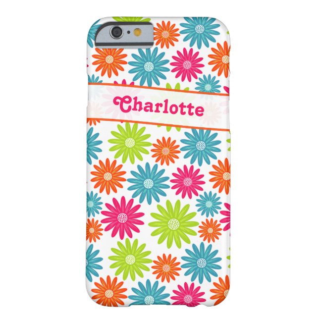 iPhone 6 Case | Funky Flowers | Pink Green Blue (Back)