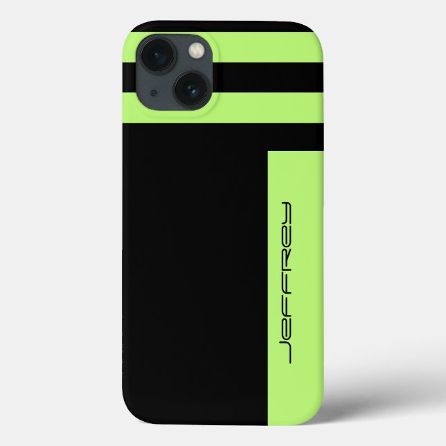 iPhone 6 Case Modern Green & Black Two Way Stripe (Back)