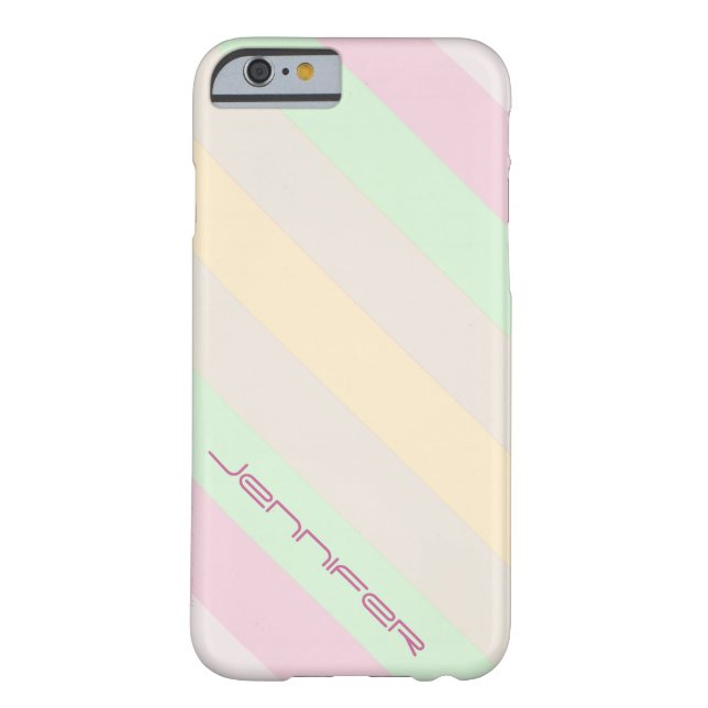 iPhone 6 Case Pastel Diagonal Stripe Customised (Back)