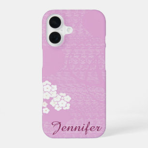 iPhone 6 Case Pink, White Flowers Personalised