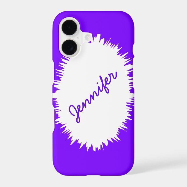 iPhone 6 Case, Purple and White, Personalised (Back)