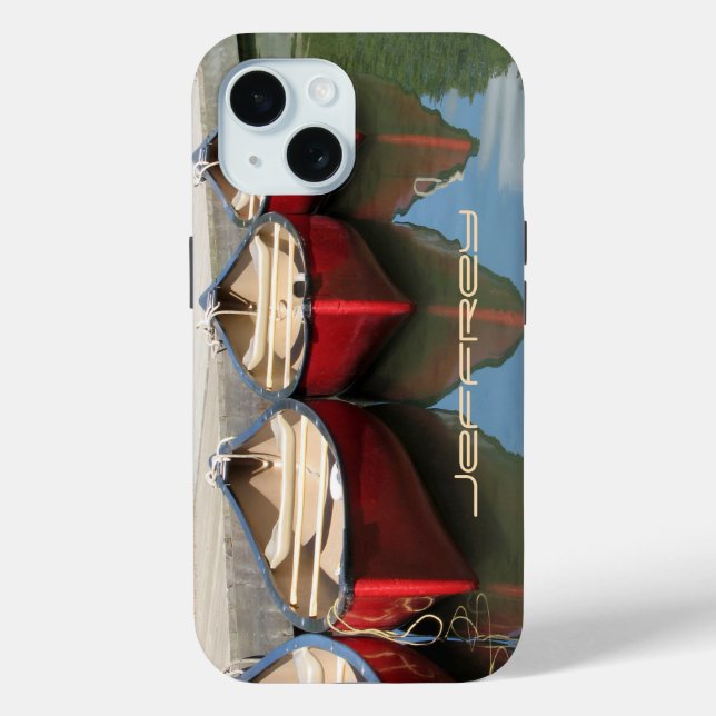 iPhone 6 Case Red Canoes & Reflections, Rugged (Back)