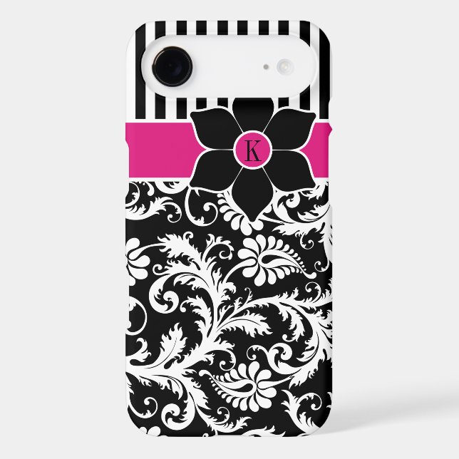 iPhone 6 Plus Case | Damask | Stripes | Fuchsia (Back)