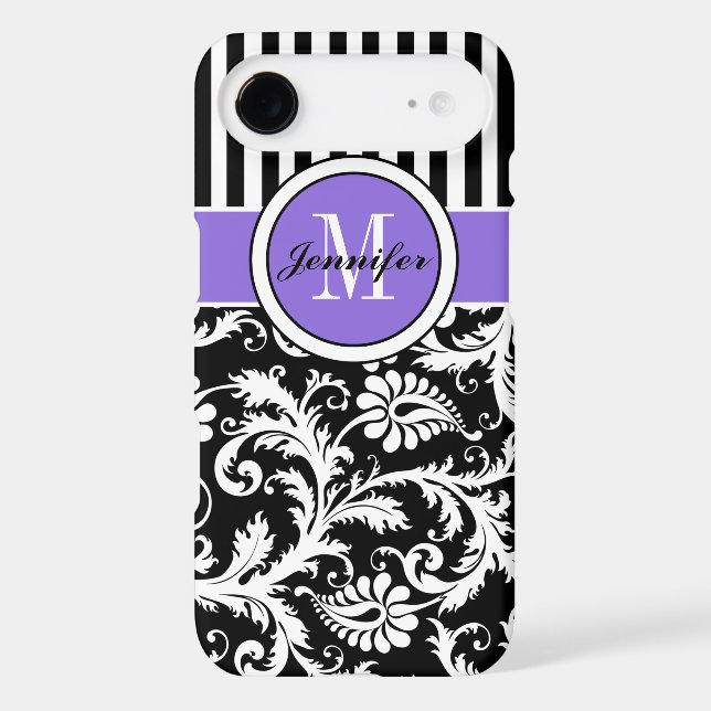 iPhone 6 Plus Case | Damask | Stripes | Purple 2 (Back)