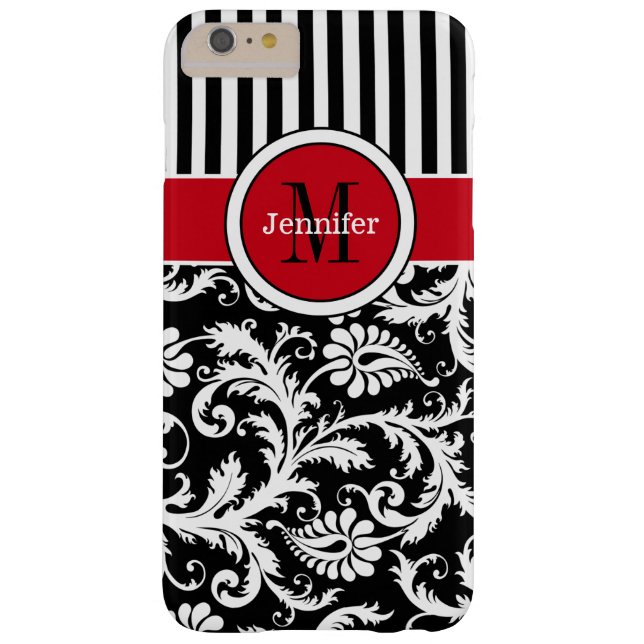 iPhone 6 Plus Case | Damask | Stripes | Red (Back)