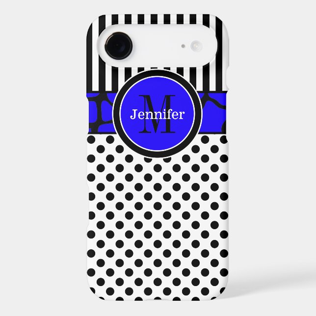 iPhone 6 Plus Case | Stripes, Dots | Blue (Back)
