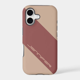 iPhone 7 Case Almond & Marsala Red One Stripe