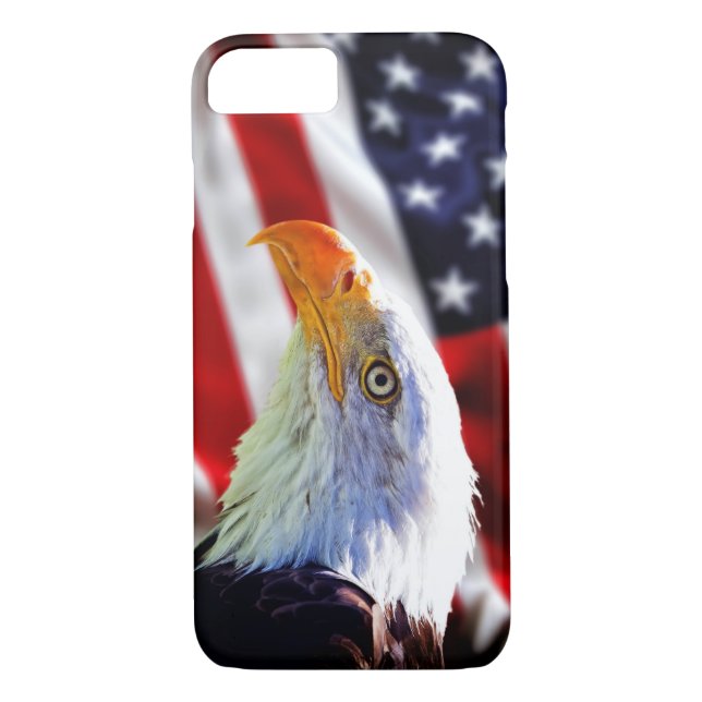 iPhone 7 case - Bald eagle on american flag (Back)