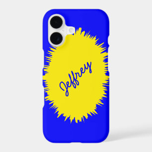 iPhone 7 Case, Blue and Yellow, Personalised