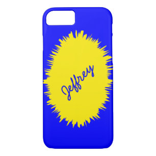 iPhone 7 Case, Blue and Yellow, Personalized iPhone 8/7 Case