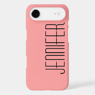 iPhone 7 Case, Coral Pink and Black, Personalised