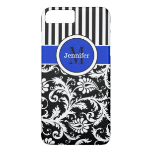 iPhone 7 Case Damask Stripes Blue