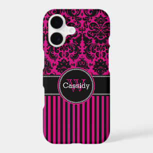 iPhone 7 Case   Damask   Stripes   Fuchsia