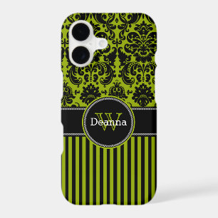 iPhone 7 Case Damask Stripes Green