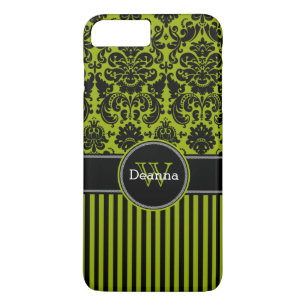 iPhone 7 Case   Damask   Stripes   Green