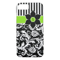 iPhone 7 Case | Damask | Stripes | Lime Green