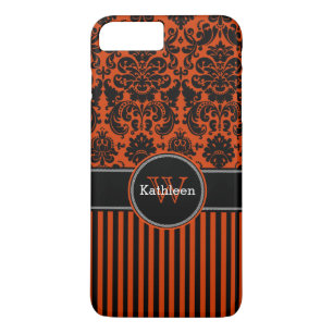 iPhone 7 Case Damask Stripes Orange