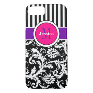 iPhone 7 Case Damask Stripes Pink 3