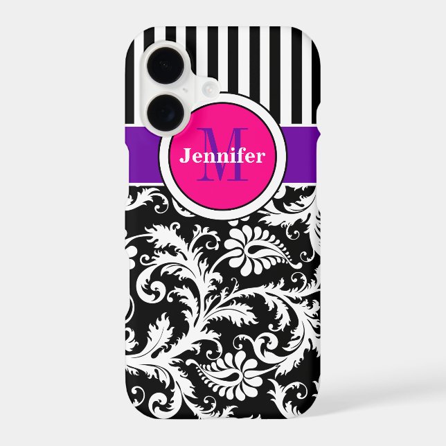 iPhone 7 Case | Damask | Stripes | Pink 3 (Back)