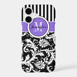 iPhone 7 Case   Damask   Stripes   Purple 2