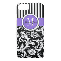 iPhone 7 Case | Damask | Stripes | Purple 2