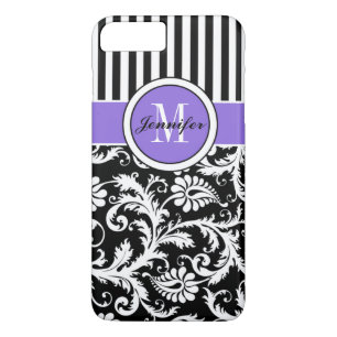 iPhone 7 Case   Damask   Stripes   Purple 2