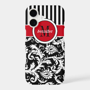 iPhone 7 Case Damask Stripes Red