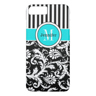 iPhone 7 Case   Damask   Stripes   Turquoise