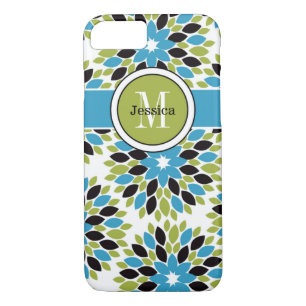 iPhone 7 Case Floral Blue, Green, White