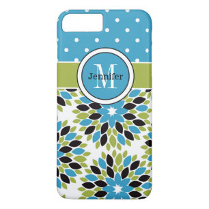iPhone 7 Case Floral, Dots Blue, Green