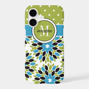 iPhone 7 Case   Floral, Dots   Blue, Green 2