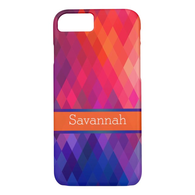 iPhone 7 Case | Rainbow Geometric | Personalised (Back)