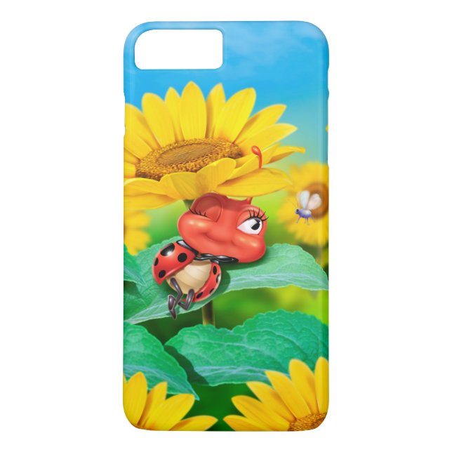 iPhone 7 case Sleepy Ladybug in Sunflowers (Back)