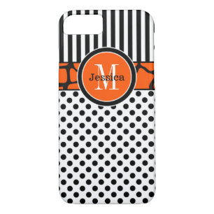 iPhone 7 Case   Stripes, Dots   Orange