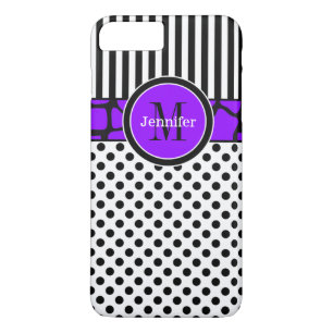 iPhone 7 Case   Stripes, Dots   Purple