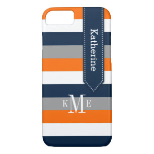 iPhone 7 Case Stripes Orange, Grey, Navy
