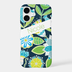 iPhone 7 Case Whimsical Flowers Blue Green