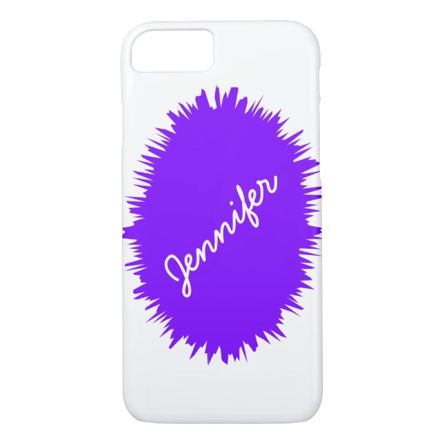 iPhone 7 Case, White and Purple, Personalised Case-Mate iPhone Case (Back)