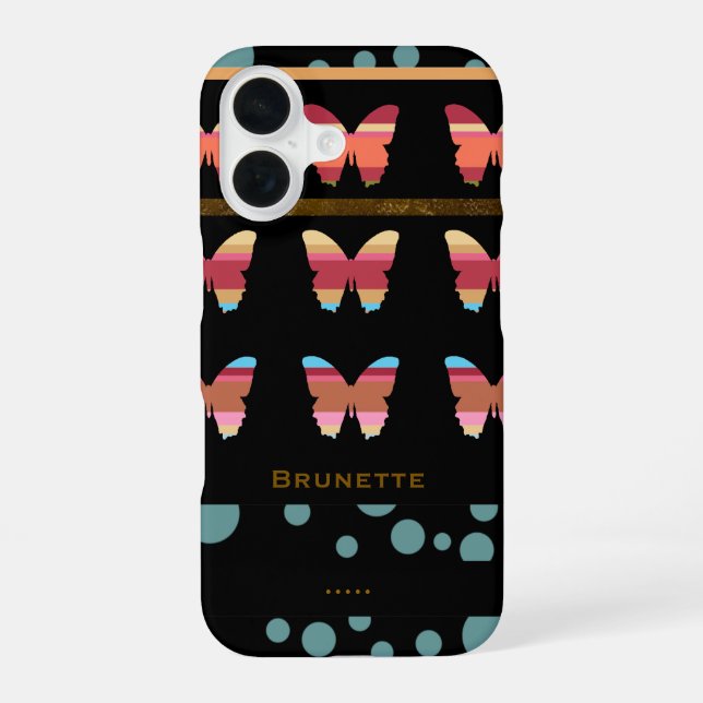 iPhone 7 with striped butterflies & bubbles 16 Case (Back)