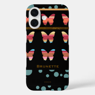 iPhone 7 with striped butterflies & bubbles 16 Case