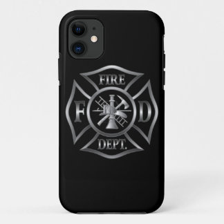 Iphone case black/silver fire department symbol