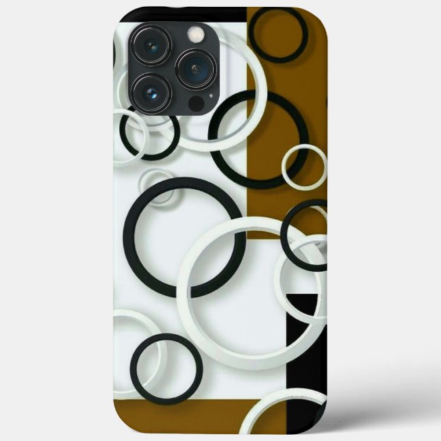 iPhone case black, white, colourful circles (Back)