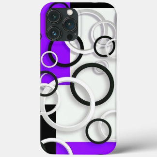 iPhone case black, white, purple colourful circles